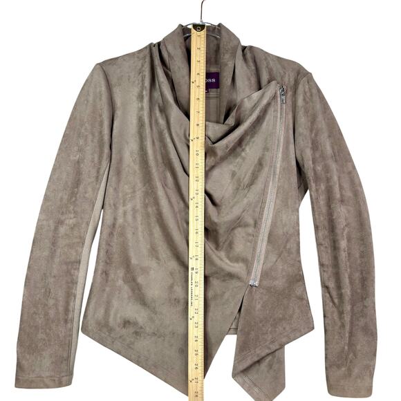 VIGOSS Faux Suede Drape Waterfall Jacket Taupe Beige‎ Size M Excellent Condition - Picture 4 of 9